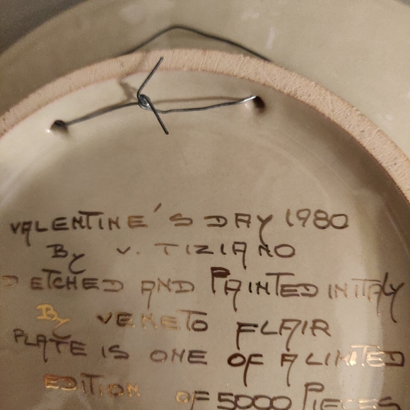 V. Tiziano Hand Painted & Etched Valentine's Day 1980 Plate Limited Edition #624 - Picture 12 of 12